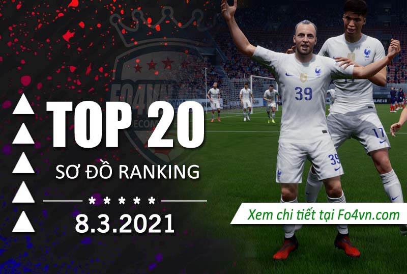 Top sơ đồ trong ranking tính đến 8.3.2021