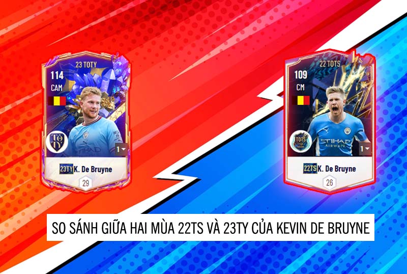 So sánh hai mùa giải 23TY và 22TS của Kenvin De Bruyne