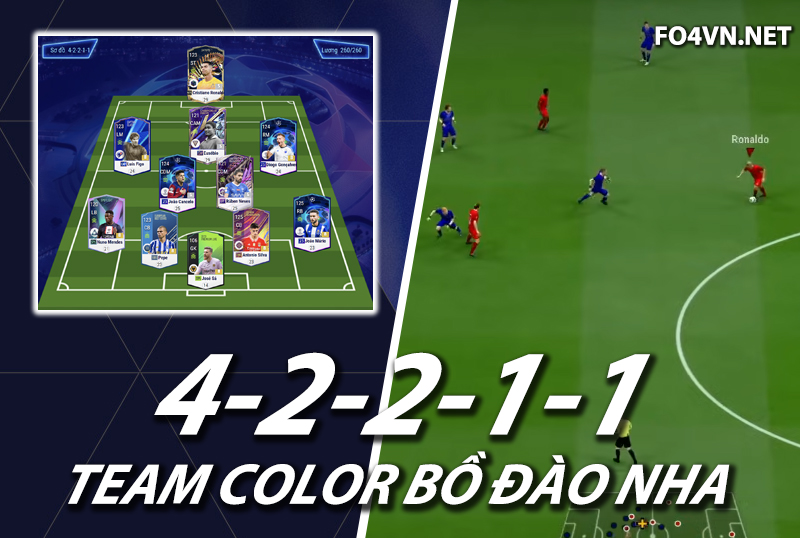 Chiến thuật FC Online : Sơ đồ 42211 với team color Bồ Đào Nha