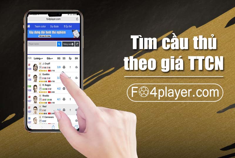 Tìm cầu thủ theo giá TTCN trên FO4PLAYER.COM